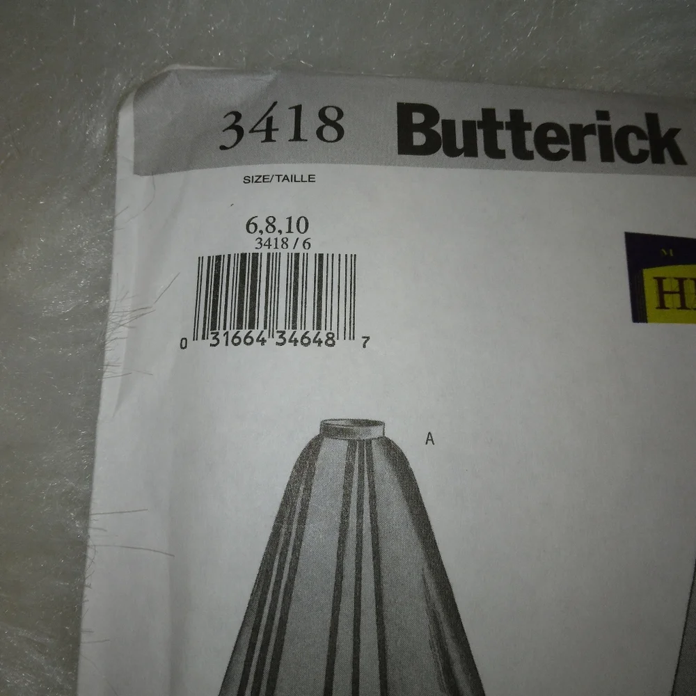 BUTTERICK 3418 Sz 6-10 Making History Skirt in 4 variations EASY!